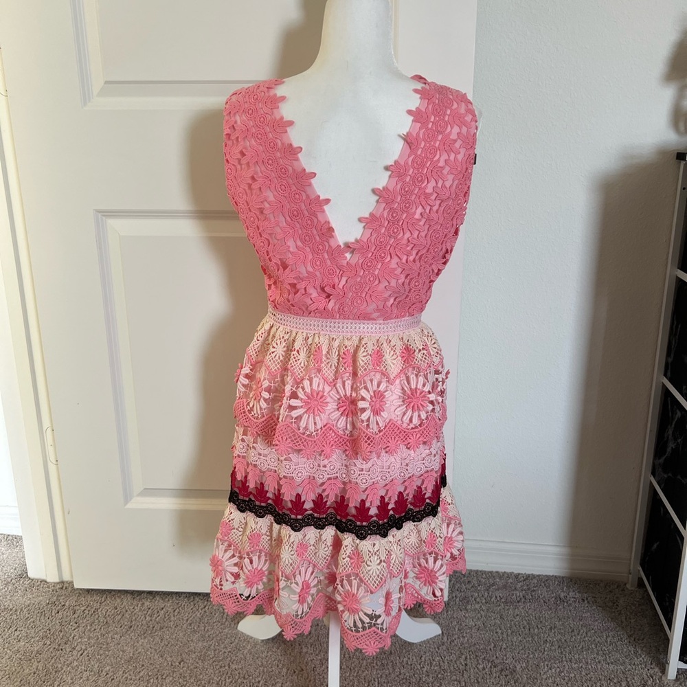 Final Price!!! EUC Self Portrait Pink Lace Dress Size 6 - Picture 7 of 12